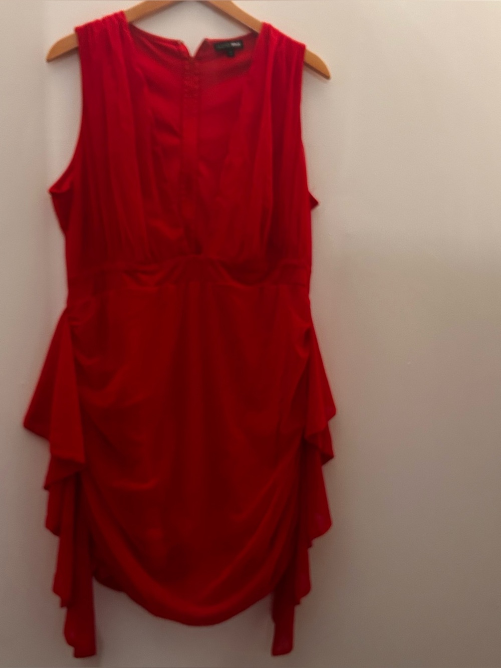 Fashion Nova Red Draped Sleeveless Midi Dress
